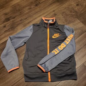 Nike Just Do It Boys Kids Full Zip Jacket Gray Orange Sz 7